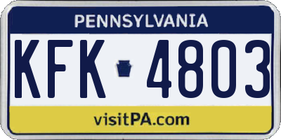 PA license plate KFK4803