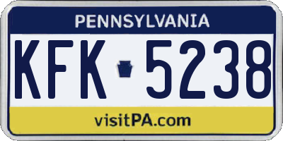PA license plate KFK5238