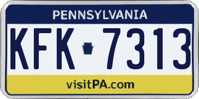 PA license plate KFK7313