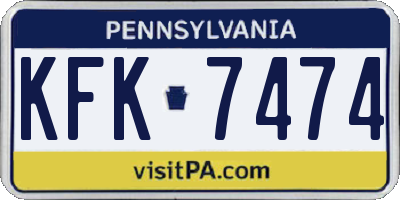 PA license plate KFK7474