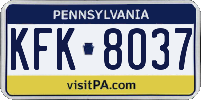 PA license plate KFK8037