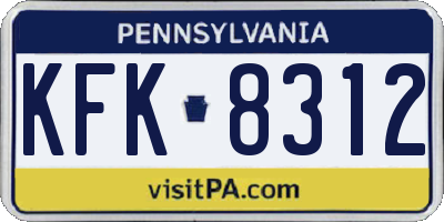 PA license plate KFK8312