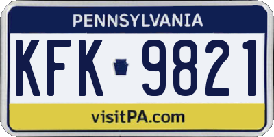 PA license plate KFK9821