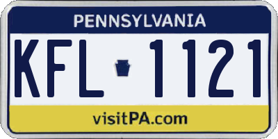 PA license plate KFL1121