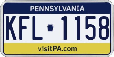 PA license plate KFL1158