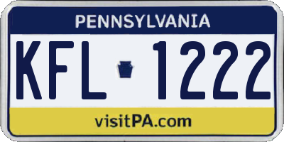 PA license plate KFL1222