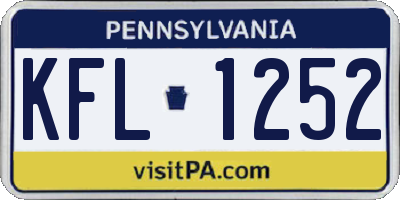 PA license plate KFL1252