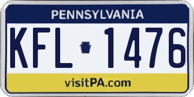 PA license plate KFL1476