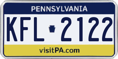 PA license plate KFL2122