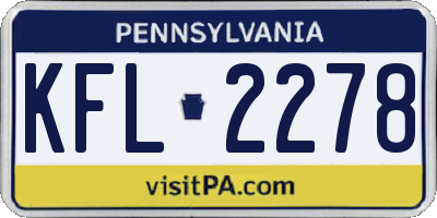 PA license plate KFL2278