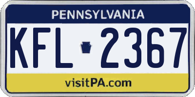 PA license plate KFL2367