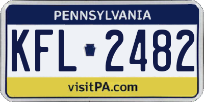 PA license plate KFL2482