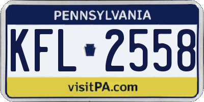 PA license plate KFL2558