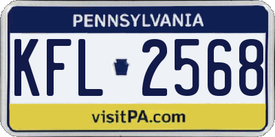 PA license plate KFL2568