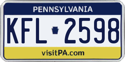 PA license plate KFL2598