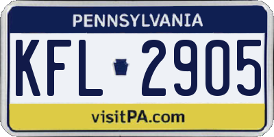 PA license plate KFL2905