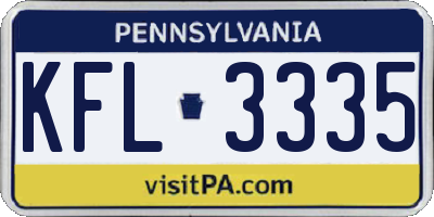PA license plate KFL3335