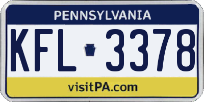 PA license plate KFL3378