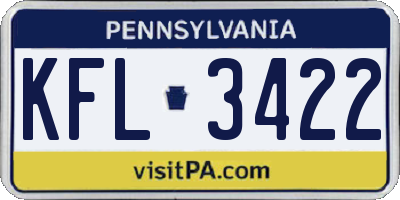 PA license plate KFL3422
