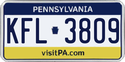 PA license plate KFL3809