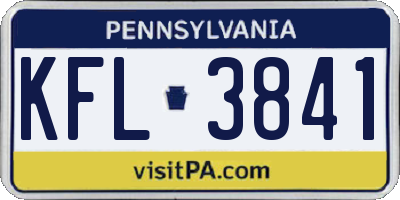PA license plate KFL3841