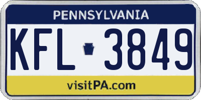 PA license plate KFL3849