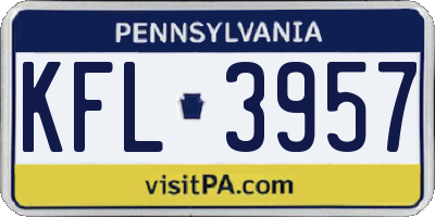 PA license plate KFL3957