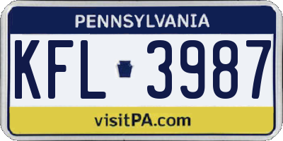 PA license plate KFL3987