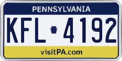 PA license plate KFL4192