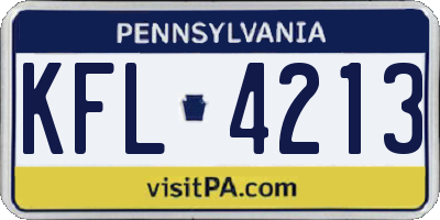 PA license plate KFL4213