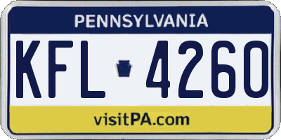 PA license plate KFL4260