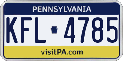 PA license plate KFL4785