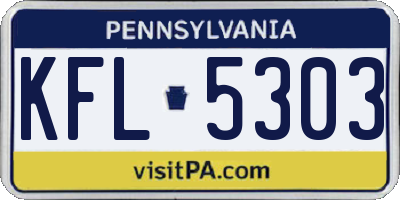 PA license plate KFL5303