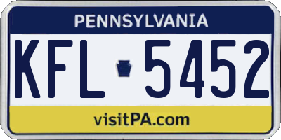 PA license plate KFL5452