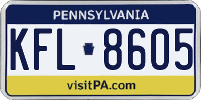 PA license plate KFL8605