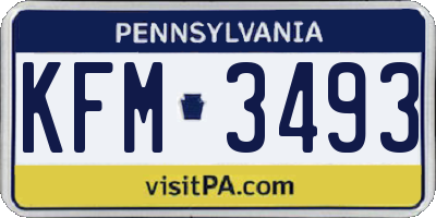 PA license plate KFM3493