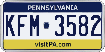 PA license plate KFM3582