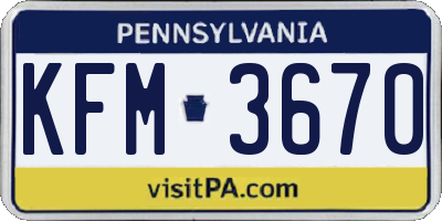 PA license plate KFM3670