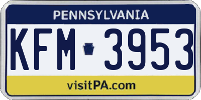 PA license plate KFM3953