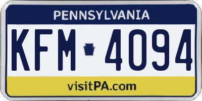 PA license plate KFM4094