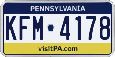 PA license plate KFM4178