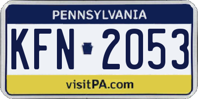 PA license plate KFN2053