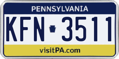 PA license plate KFN3511