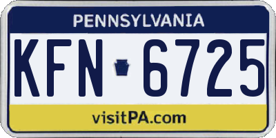 PA license plate KFN6725