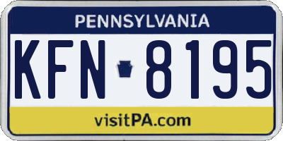 PA license plate KFN8195