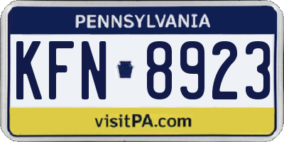 PA license plate KFN8923