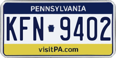 PA license plate KFN9402