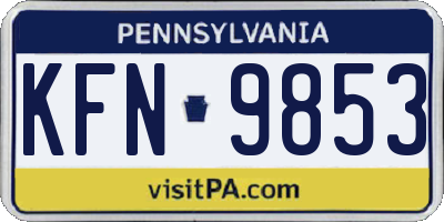 PA license plate KFN9853
