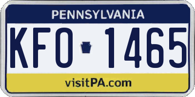 PA license plate KFO1465