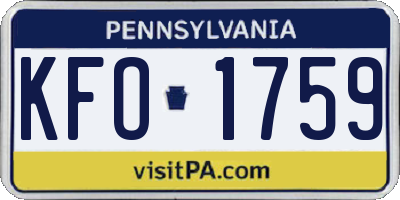 PA license plate KFO1759